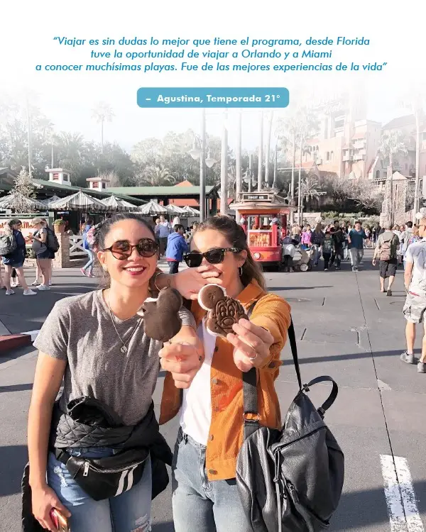 Testimonio: Viajar es sin dudas lo mejor que tiene este programa, desde Florida tuve la oportunidad de viajar a Orlando y a Miami a conocer muchisimas playas. Fue de las mejores experiencias de mi vida